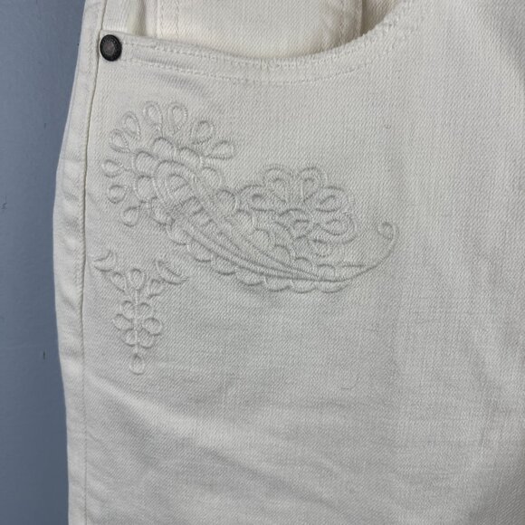 Johnny Was Sevilla Cropped Wide Leg Jean White Cotton Blend Denim Size 26 - Picture 6 of 14